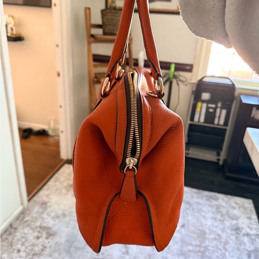 MCM Orange Leather Top-Handle Satchel - Picture 2 of 10